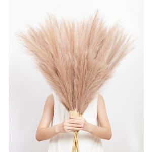 9 Pcs 45" Pampas Grass Decor Long Stem Artificial Flower Floor Vase Tall Faux Floral Brown Pompas Large Fake Plants Dried Bouquet Arrangement Vase Filler for Boho Home Wedding Decoration
