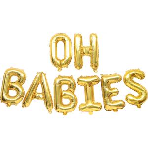 Twins Baby Shower Decorations - Oh Babies Gold Balloon, Oh Babies Banner Garland, Gender Reveal Party Supplies, New Born Baby Shower Decorations