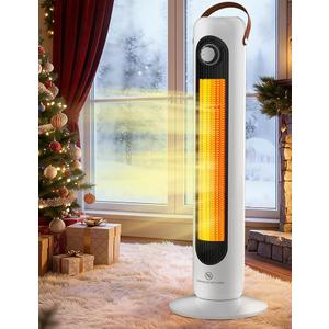 HETRAROOT Outdoor Heaters for Patio w/4 Modes, 350Sq.ft 1S Heating, 1500W PTC Ceramic Electric Patio Heater, Overheating & Tip-Over Protection, 70° Oscillating Space Heaters for Indoor Use Large Room
