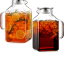 2 packs with Lid and Spout, Borosilicate Glass Carafe for Hot/Cold Drink, Water Pitchers with Handle for Fridge, Extra Large Jug for Iced Tea, Coffee, Juice, Beverage