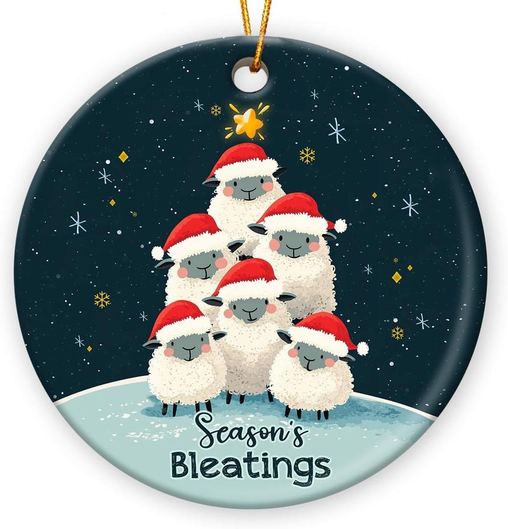 3 x Sheep Ornaments for Christmas Tree 2025 - Gifts for Sheep Lovers, Farmers, Family, Funny Farm Animal Christmas Ornaments, Gifts for Animal Lovers Women, Men, Friend