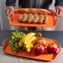 Melamine Serving Tray with Handles, 19 x 12" Vintage Rustic Large Rectangular Melamine Serving Platter for Serving Food, Breakfast Tray, Set of 2, Dishwasher Safe, Orange