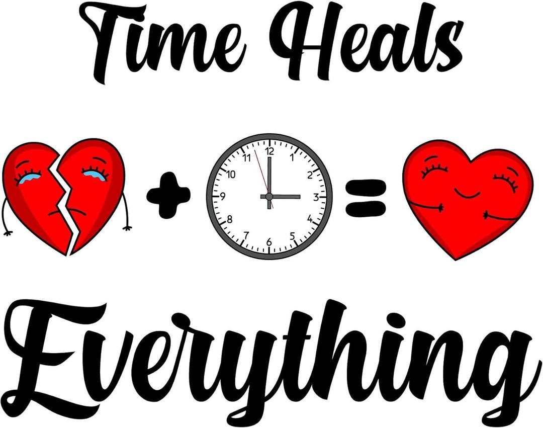 Cute Quote Wall Decal Time Heals Everything Time Heals Everything Quote with Cute Hearts Size: 40 Inch X 32 Inch