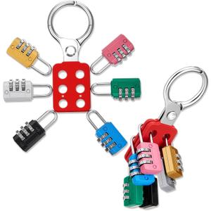 7 Pack Escape Room Themed Lock and Hasp, 3 Digit Combination Padlock Resettable Metal Lock Escape Room Themed Props for Indoor Weatherproof Travel Locker for Fence, Backyard Gate, Hasp, Case