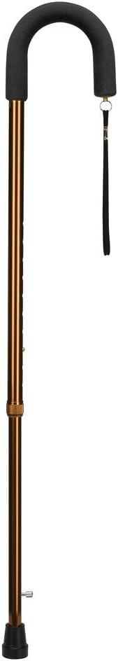 DMI Single Point Ice Walking Cane with Foam Grip Handle for Men and Women, Retractable Cane Tip for Ice and Show, Adjustable Height, Aluminum, Bronze, 39 Inch