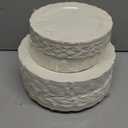 U-QE 100 Pieces Ivory Plastic Plates for Party - Ivory Disposable Plastic Plates - Heavy Duty Disposable Platos Including 50 Dinner 10 '' & 50 Dessert 7.5 '' for Christmas