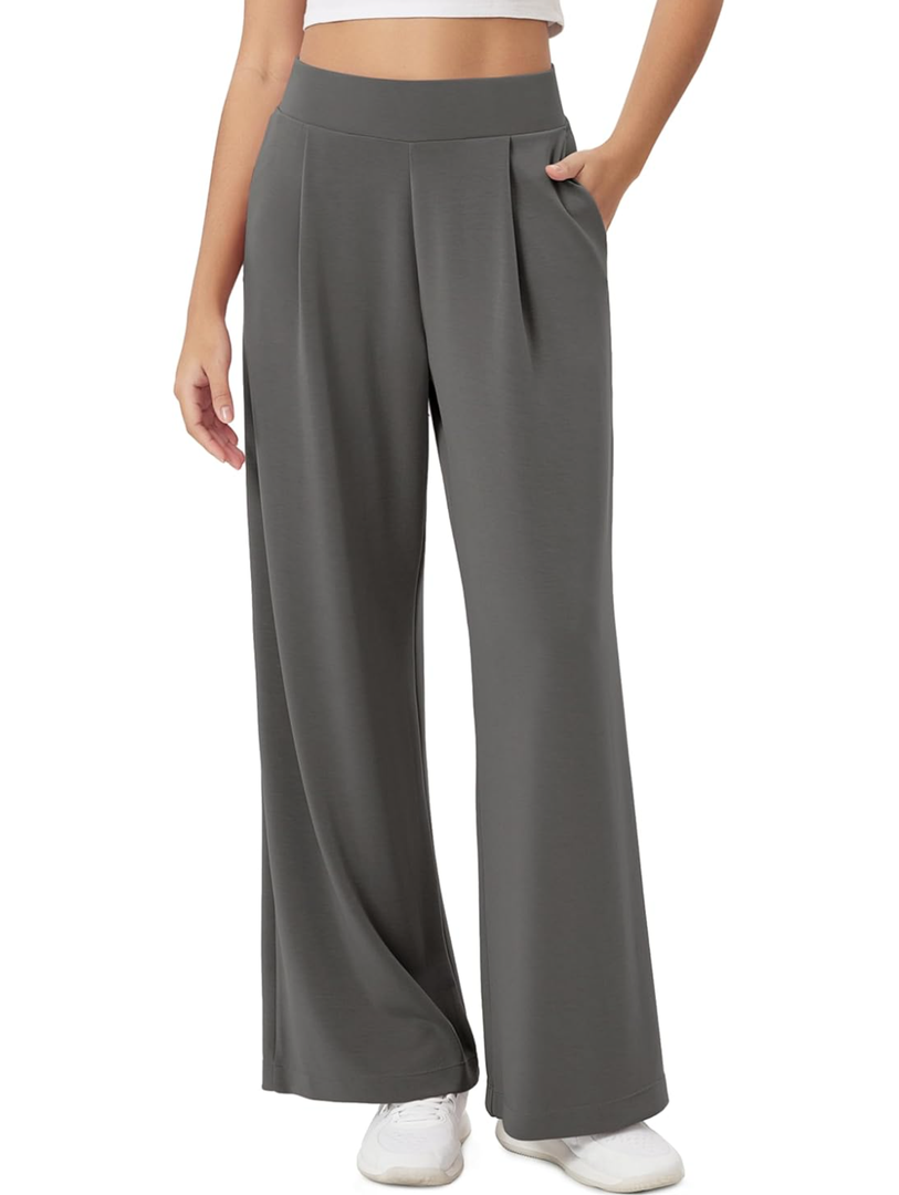 ODODOS Modal Soft Wide Leg Pants for Women High Waist Casual Relaxed Pants with Pockets-27/29"/ 31" Inseam M