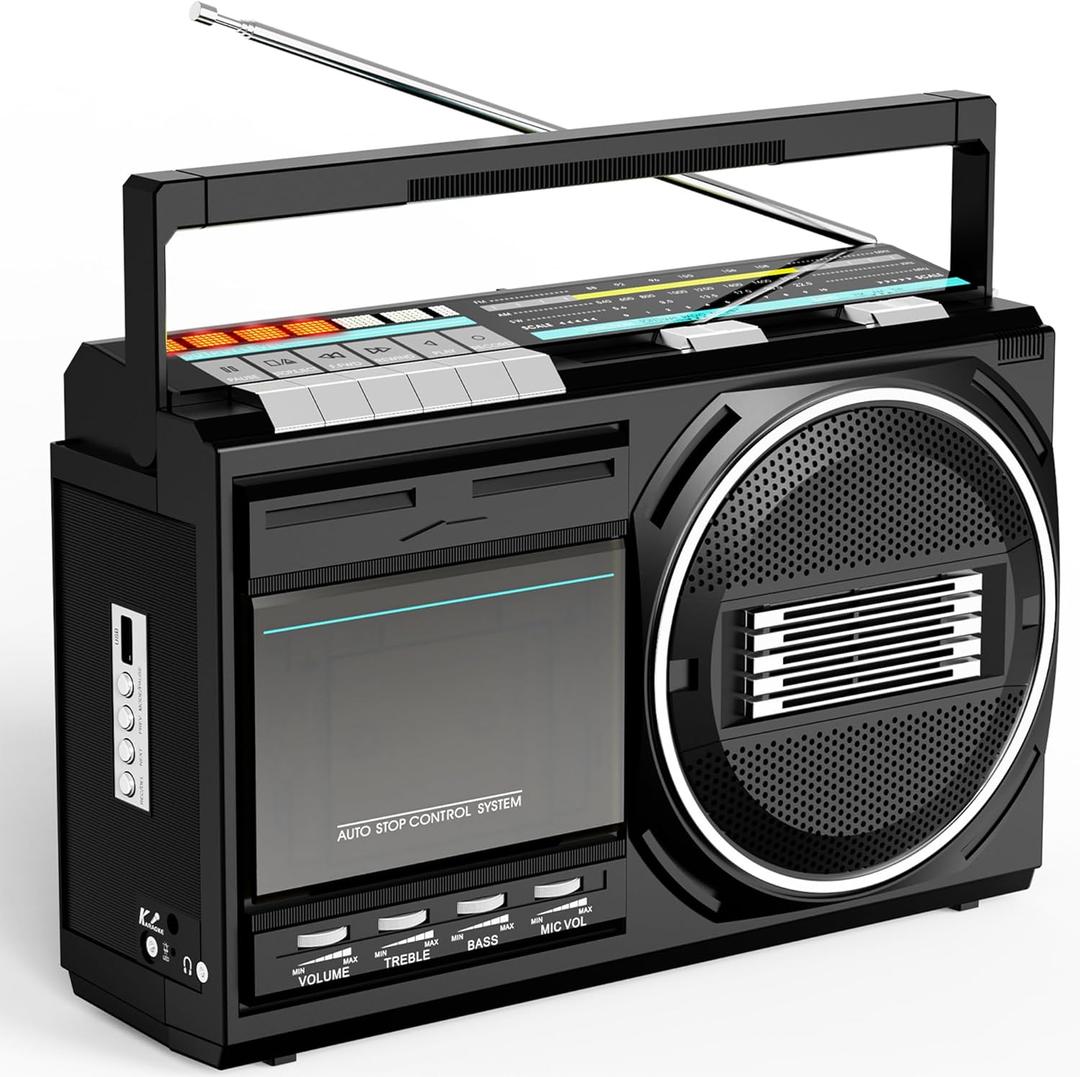 Cassette Player Recorder Bluetooth: Retro Boombox Radio FM/AM/SW - Tape/USB Converter - Portable Senior Boom Box with Earphone Jack - Built-in MIC for Voice Recording- Sound Amplifier - DC/AC