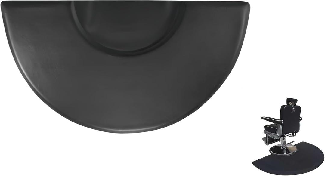 Barber Floor Chair Mat,1 Inch Thick Anti-Fatigue Salon Thickening Type Standing Mat for Hair Stylist Salon Stations,5 ft. x 3 ft.(Black,Semi Circle)