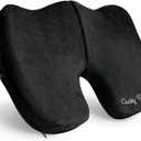 Cushy Tushy Premium Slim Foldable Travel Seat Cushion - for Relief of Lower Back, Sciatic, Butt and Tailbone Pain - for Home & Office Use, Perfect for Travel or Driving - Slim Coccyx Cushion - Black