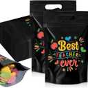 Engrowtic 100 Pcs Back to School Teacher Gift Bags Resealable First Day of School Teacher Treat Bag Bulk Thank You Goodie Pouches with Handles for Classroom Preschool Kindergarten Supplies