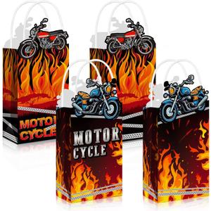 Chiisong 16 Pcs Motorcycle Party Decorations Motorcycle Party gift Bag Candy Goodie Favor Bags with Handle Biker Birthday Baby Shower Supplies