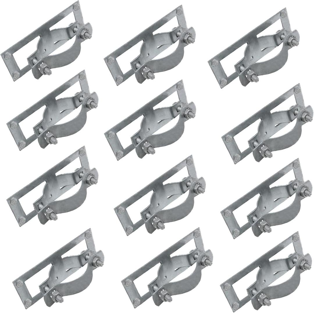 2-3/8" Fence Bracket SupConn (12Pcs), Steel to Wood Fence Brackets,Fence Brackets for Metal Posts,Metal Fence Post Brackets - Fence Post Repair (Include Screws)