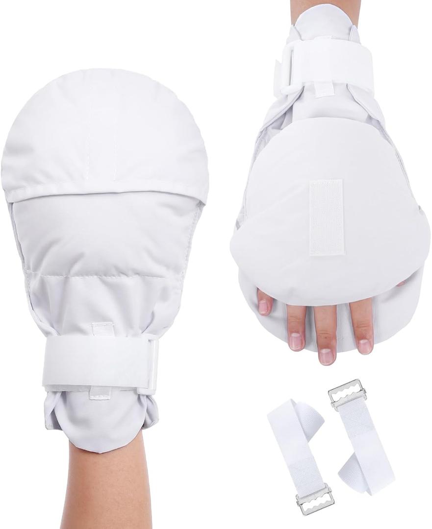 Dementia Gloves 2pcs |Double-Padded Restraint Security Mitts,Open Front Design,Hand Restraints for Elderly