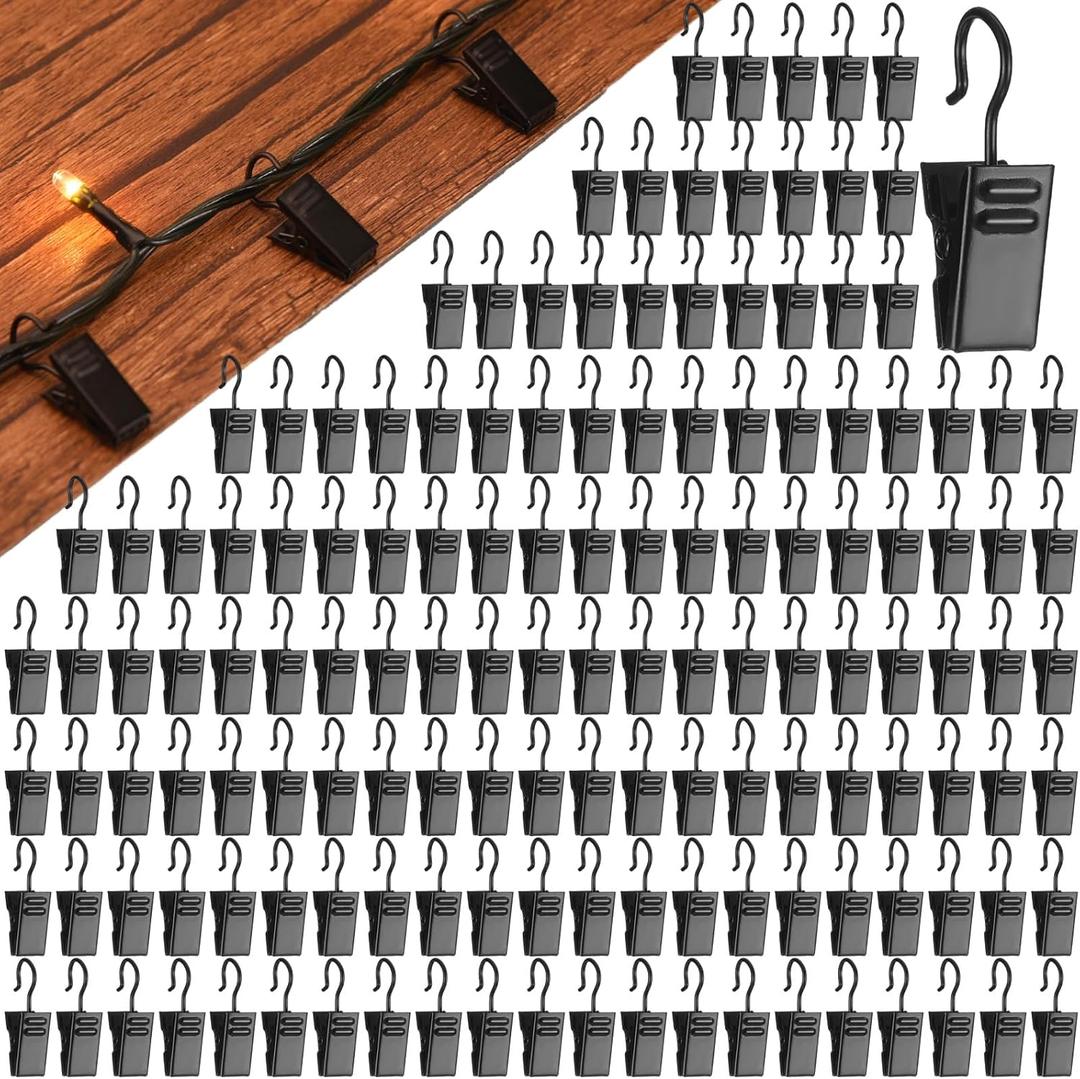 Gisafai Christmas Shingles Light Clips Asphalt Roof Light Clips Mini Gutters Hooks for Hanging Christmas Outdoor Decoration, Electroplated Iron (Black, 300 Pcs)