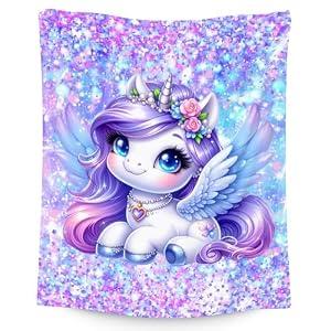 Unicorn Blanket - Girls Blankets for Kids Teens - 60x80 Inches Soft Flannel Cute Throws for Couch Sofa - Gifts for Daughter Granddaughter