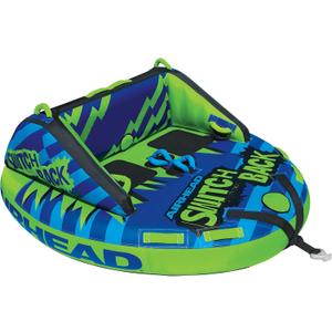 Airhead Switch Back Towable Tube for Boating, 1-4 Rider Inflatable Boat Tube for Water Tubing, Dual Seating Positions with Backrest & Side Panels, Full Nylon Cover, Kwik-Connect, Speed Safety Valve