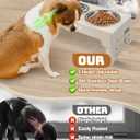 Jovrun Elevated Dog Bowls for Small Dogs and Cats, Non-Slip Cat Bowls with 2 Thick 5.5" Stainless Steel Dishes, Dog Feeder 2 Heights Adjustable to 2.6"-5.3", Beige