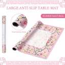 Chinoiserie Mahjong Mat with 1 Carrying Bag 31.5 x 31.5 Pink and White Rubber Anti Slip and Noise Reduction Multi Purpose Game Table Cover for Mahjong, Card, Board Tile Games, 31.5 X 31.5 Inches/ 80 X 80 Cm