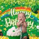 2 x St.Patrick's Day Birthday Backdrop Banner Lucky Green Shamrock Lrish Rainbow Photography Background Spring St. Patrick's Day Birthday Party Decorations Kids Baby Shower Photo Booth (7X5FT)
