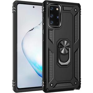 2 Pack Military Grade Drop Impact for Samsung Galaxy Note 20 Case Note 20 5G Case 360 Metal Rotating Ring Kickstand Holder Armor Heavy Duty Shockproof Case for Galaxy Note 20 5G Phone Case (Black) (Silver)