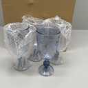 24 Pcs Plastic Goblets 7.5oz Vintage Goblet Plastic Wine Glasses Colored Retro Embossed Water Goblets for Wine Bar Juice Baby Shower Wedding Reception Grand Event Party (Blue)