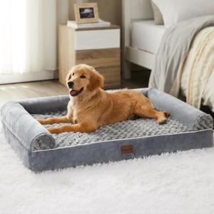 BFPETHOME Dog Beds for Large Dogs, Orthopedic Dog Bed for Medium Large Dogs,Big Waterproof Couch Dog Pet Bed with Removable Washable Cover (28.0"L x 23.0"W x 6.5"Th, Grey)