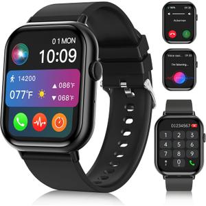 Smart Watches for Men Women (Answer/Make Call), 2.01" HD Screen Fitness Tracker Watch with Blood Pressure/Heart Rate/Sleep Monitor, Smart Watch for Android iOS Phones, IP67 Waterproof Sport Watch