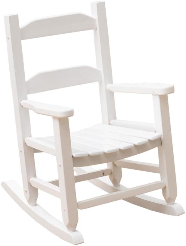 Toddler Rocking Chair Kids Child Wooden Small Baby Comfy Rocker Chairs Furniture for Nursery Bedroom Livingroom Outdoor Reading Room, Ages 3-6, White