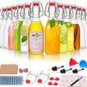 8oz Swing Top Glass Bottles - 12 Pack Flip Top Glass Bottle with Airtight Lid for Home Brewing, Fermentation, Beer, Vanilla Extract, Limoncelle, Kombucha, Kefir, Soda, Bonus Gaskets and Pourers