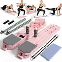 Pilates Board Pilates Reformer Board Set 12-in-1 Portable Pilates Board for Home Workout Core & Abs Toning Full Body Sculpting Equipment Pink
