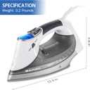 BEAUTURAL 1800-Watt Steam Iron with Digital LCD Screen, Double-Layer and Ceramic Coated Soleplate, 3-Way Auto-Off, 9 Preset Temperature and Steam Settings for Variable Fabric Gray
