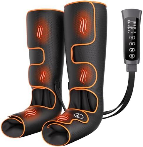 Banspol Leg Massager with Heat and Compression, Foot and Calf Massager for Circulation and Pain Relief, Compression Boots with Handheld Controller, 6 Modes 3 Intensities, Gift for Mom Dad