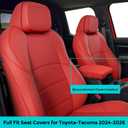 Car Seat Covers for Toyota Tacoma 2024 2025 2026 Double Cab (Gas Only), Full Set All Weather Faux Leather Pickup Truck Accessories, Full Coverage Custom Seat Protectors for Tacoma SR SR5 TRD (Red)