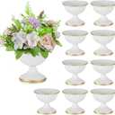 Sziqiqi Mini White Flower Arrangement Pots for Centerpiece Table Decorations Metal Vase Urn Planter Decor for Home Wedding Party Christmas (3.7IN-10PCS, White)
