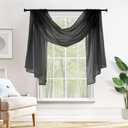 MIULEE Black Window Scarf Valance for Halloween Party - Sheer Curtain Scarf Topper Window Treatment Decorative Drapes for Wedding Arch Ceremony Canopy Bed, Swag Curtain One Panel, 54"x 144"