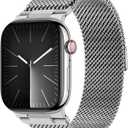 KYISGOS Milanese Loop Band Compatible with Apple Watch Band 49mm 46mm 45mm 44mm 42mm Men Women, Magnetic Clasp Metal Strap for iWatch Ultra 3 2 1 Series 11/10/9/8/7/6/5/4/3/2/1 SE3 SE2 SE, Silver