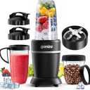 Ganiza Smoothie Blender, Max 1300 Watt Personal Blender and Grinder Combo for Kitchen, Portable Maker for Smoothies, Shakes, Frozen Drinks, Sauces with 6-Leaf Blade, 23 oz, (2) 37 oz To-Go Cups