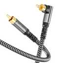 BlueRigger Subwoofer Cable 90D (15FT, RCA Audio, Dual Shielded, Gold Plated, Right Angled Male RCA Connectors)  Compatible with Subwoofer, Amplifier, Home Theater