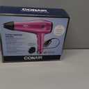 Conair Hair Dryer with Retractable Cord, 1875W Blow Dryer, 3 Heat Settings, 2 Speeds, Blow Dryer with Diffuser and Concentrator Attachments, Ionic + Tourmaline Technology, Pink