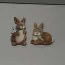 DoubleFill 2 Pcs Easter Bunny Figurine Easter Wooden Bunny Figurines Farmhouse Rabbit Table Decoration for Spring Office Centerpiece Decor Party Supplies