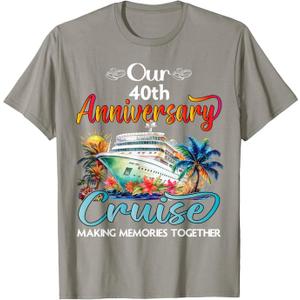 Our 40th Anniversary Cruise Husband Wife Couple Cruise Trip T-Shirt (Gray, L)