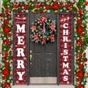 Christmas Decorations Outdoor Indoor, Merry Christmas Banner Xmas Yard Front Porch Door Sign forChristmas Home Navidad Decor Door Wall Decoration (Red Black Plaid)