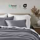 EVERGRACEHOME Tencel Lyocell Cooling Duvet Cover Set Queen Size 3 Piece, 100% Natural Eucalyptus Lyocell Fiber from Austria, Luxury Silky Soft Comforter Cover with 2 Shams, Charcoal Gray, 92"x88"