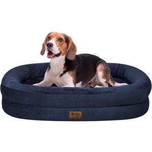 Orthopedic Dog Bed for Medium Dogs, Waterproof Dog Bed with Removable Bolsters, Egg Crate Foam Pet Couch for Medium Size Dog with Machine Washable Cover & Non-Slip Bottom, Navy (35"L x 25"W x 7"Th)