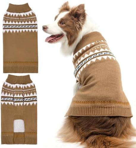 BINGPET Dog Sweater, Turtleneck Classic Knit Dog Sweaters for Small Medium Large Dogs with Leash Hole, Pet Winter Clothes Warm Sweatshirts Outfits for Doggie and Cats Grey(Medium)