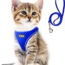 Fida Cat Harness and Leash Set for Walking Kitten and Puppy, Escape Proof Kitten Harness with Breathable Lightweight Soft Mesh, Adjustable Reflective Step-in Design for Kitten and Puppy.(XXXS, Blue) (XXXS (Neck:10.2"-11.4"; Girth:11.4"-12.6"))
