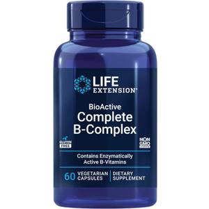 Life Extension BioActive Complete B-Complex, Heart, Brain and Nerve Support, Healthy Energy, Metabolism, Complete B Complex, 60 Vegetarian Capsules, Expiry: 09/2027