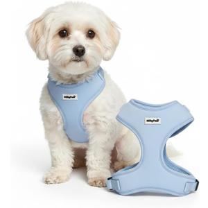 Dog Harness Soft Adjustable Vest for Dogs & Cats, No-Pull, No-Choke, Breathable Mesh, Lightweight, Comfortable Pet Harness Solid Blue, XS (5-9 Lb)