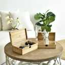 DECOR4SEASON Decorative Storage Boxes with Hinged Lid, 2 Pcs Memory Box for Keepsakes, Wooden Treasure Chest Box, Large Vintage Craft Box Trunk Basket for Men, Kids, Jewelry, (Linen Lid, White) (Natural Brown)